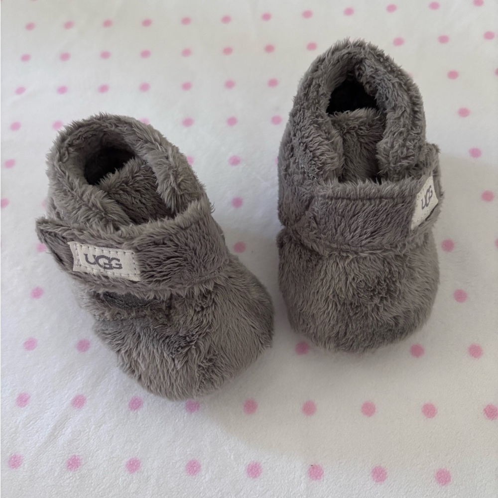 UGG Gray Plush Baby Booties